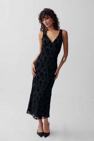 Black Women Gina Tricot Burnout Dress | 29ATQZBFE