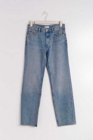 Blue Women Gina Tricot Low Straight Petite Jeans | 69WUNLPGZ