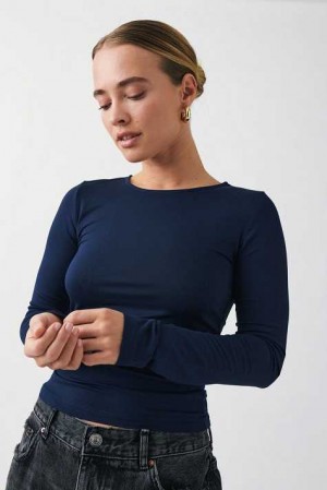 Blue Women Gina Tricot Soft Touch Sweaters | 23ZQJBFPI