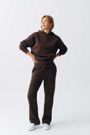 Brown Women Gina Tricot Basic Straight Sweatpants | 60ABWTFQR
