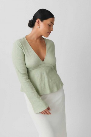Green Women Gina Tricot Tie Top | 90DTMLVIF