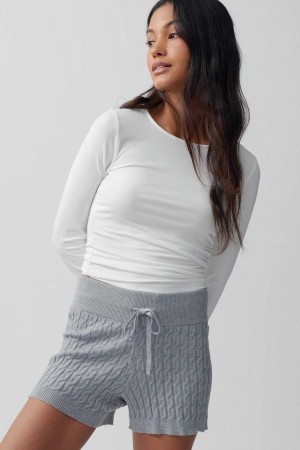 Grey Women Gina Tricot Cable Knitted Shorts | 97NCKBFRP