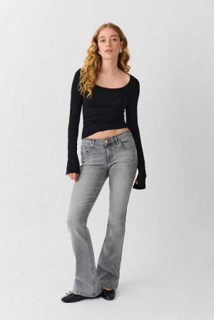 Grey Women Gina Tricot Low Waist Bootcut Jeans | 38UPEMNIQ