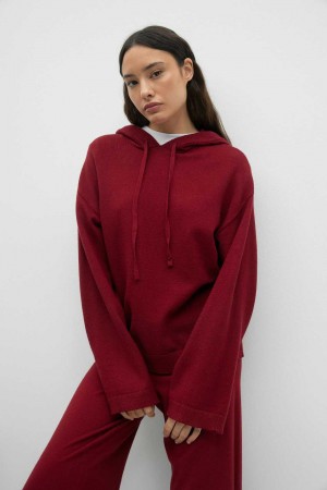 Red Women Gina Tricot Knitted Hoodie | 41YKMEDFN
