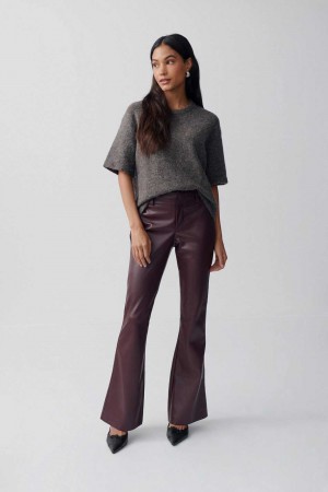 Red Women Gina Tricot Pu Bootcut Trousers | 59PUACSJQ