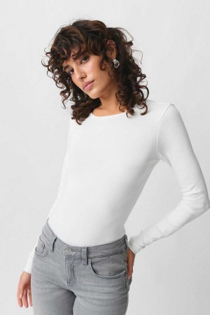 White Women Gina Tricot Basic Long Sleeve Top | 49QKSJMIA