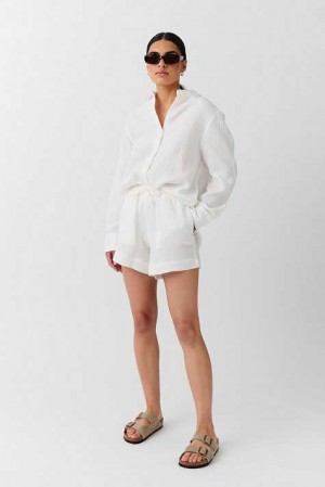 White Women Gina Tricot Gauze Shorts | 59AURNZDO