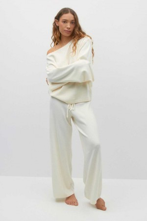 White Women Gina Tricot Homewear Trousers | 04ZCKOITE