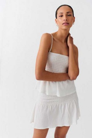 White Women Gina Tricot Short Smock Skirts | 58LHEGFMB
