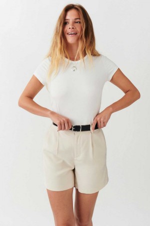 White Women Gina Tricot Tailored Bermuda Shorts | 46HOMRJEB