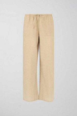 White Women Gina Tricot Tall Linen Blend Trousers | 19DAGFQRP