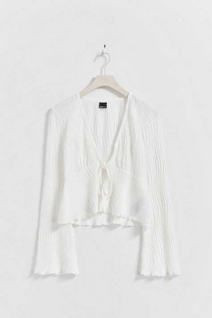 White Women Gina Tricot Tie Front Top | 70HKGNLET