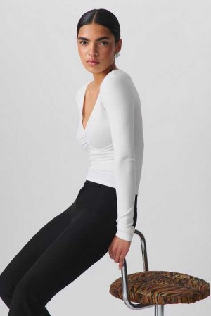 White Women Gina Tricot V-neck Top | 26ABDGLCP
