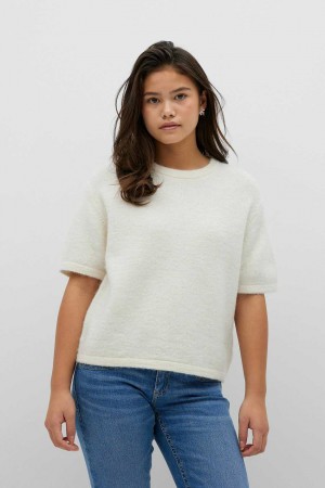 White Young Gina Tricot Y Knitted T Shirts | 58FMWGKCO
